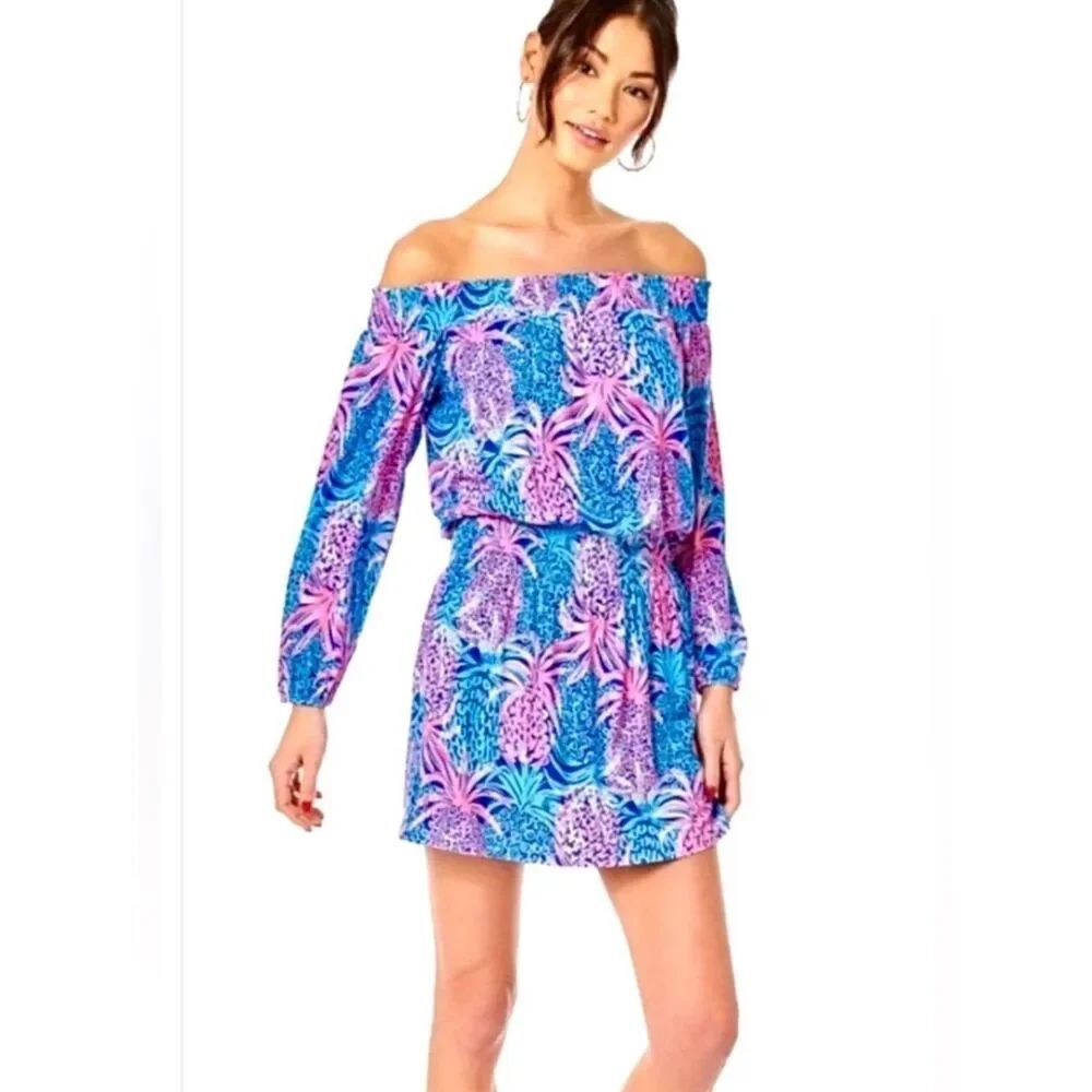 Lilly Pulitzer Cyla Off The Shoulder Romper Out of the Blue